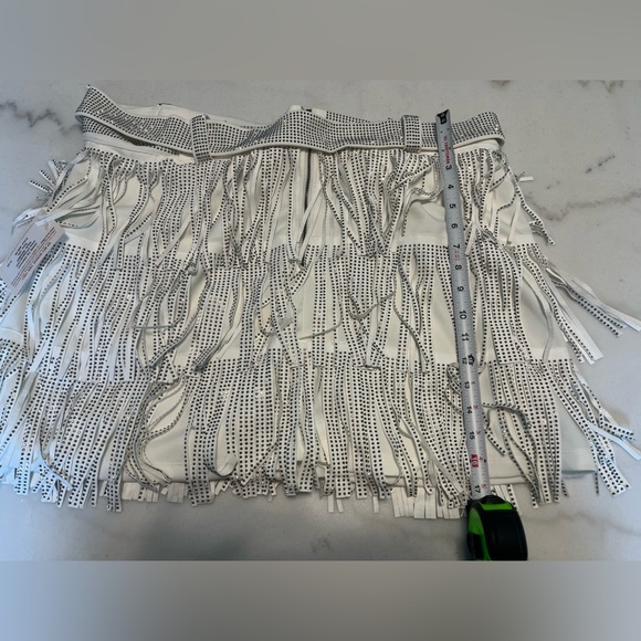 COWBOY KILLER CRYSTAL FRINGE MINI SKORT IN WHITE - Picture 9 of 12